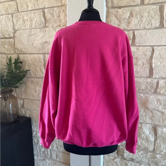 Gildan Pink Crew Neck Sweatshirt with Love Appliquéd - Picture 5 of 5